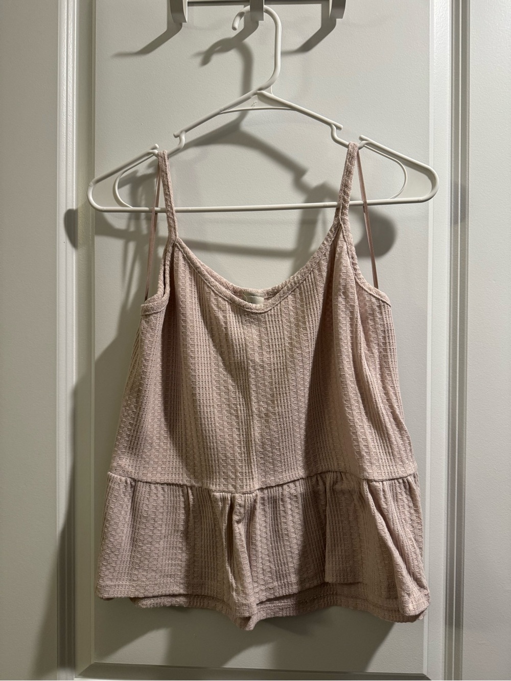Paper Crane Blush Pink Textured Ruffle-Hem Camisole
